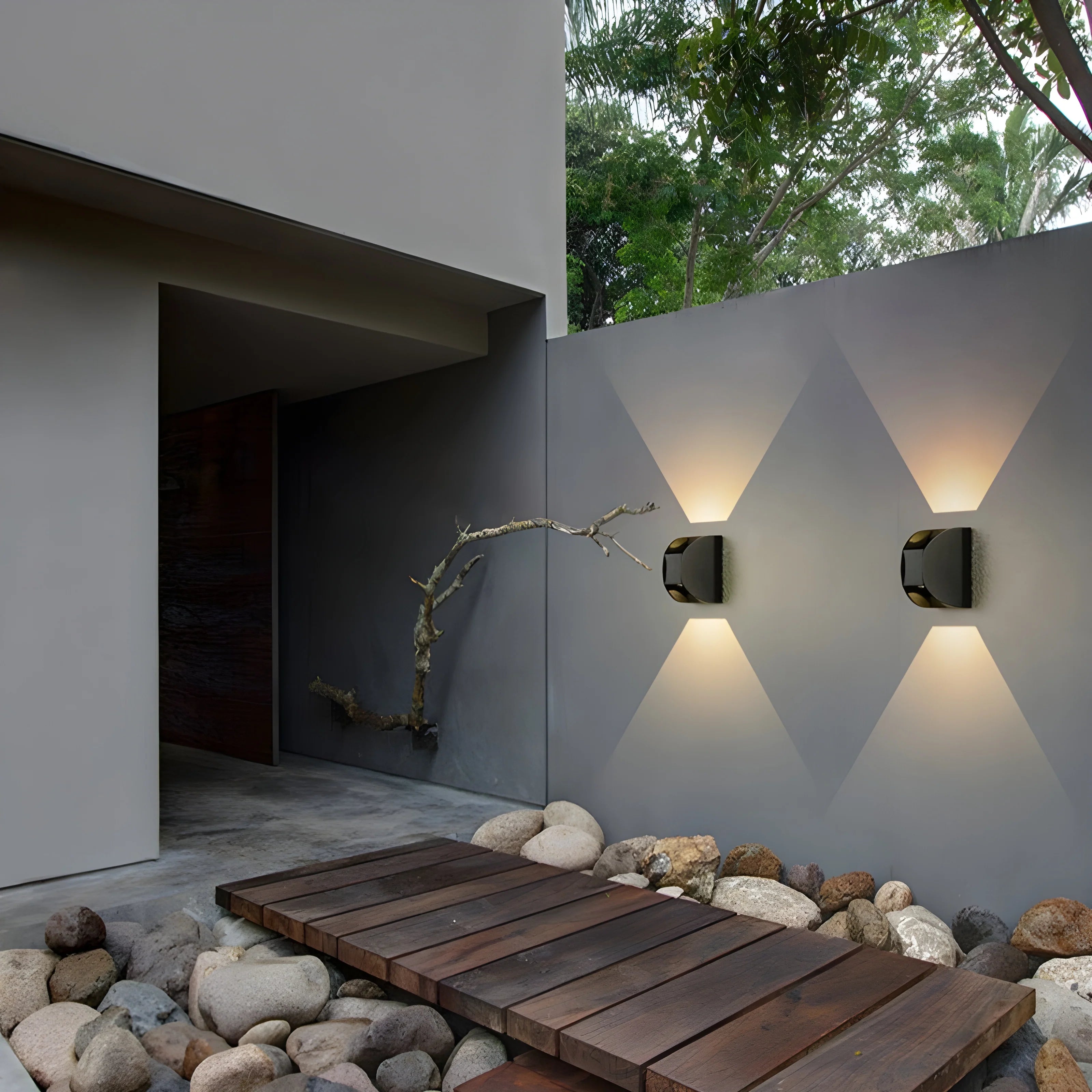 Black Modern Outdoor Waterproof Aluminum LED Wall Scones For Garden, Courtyard