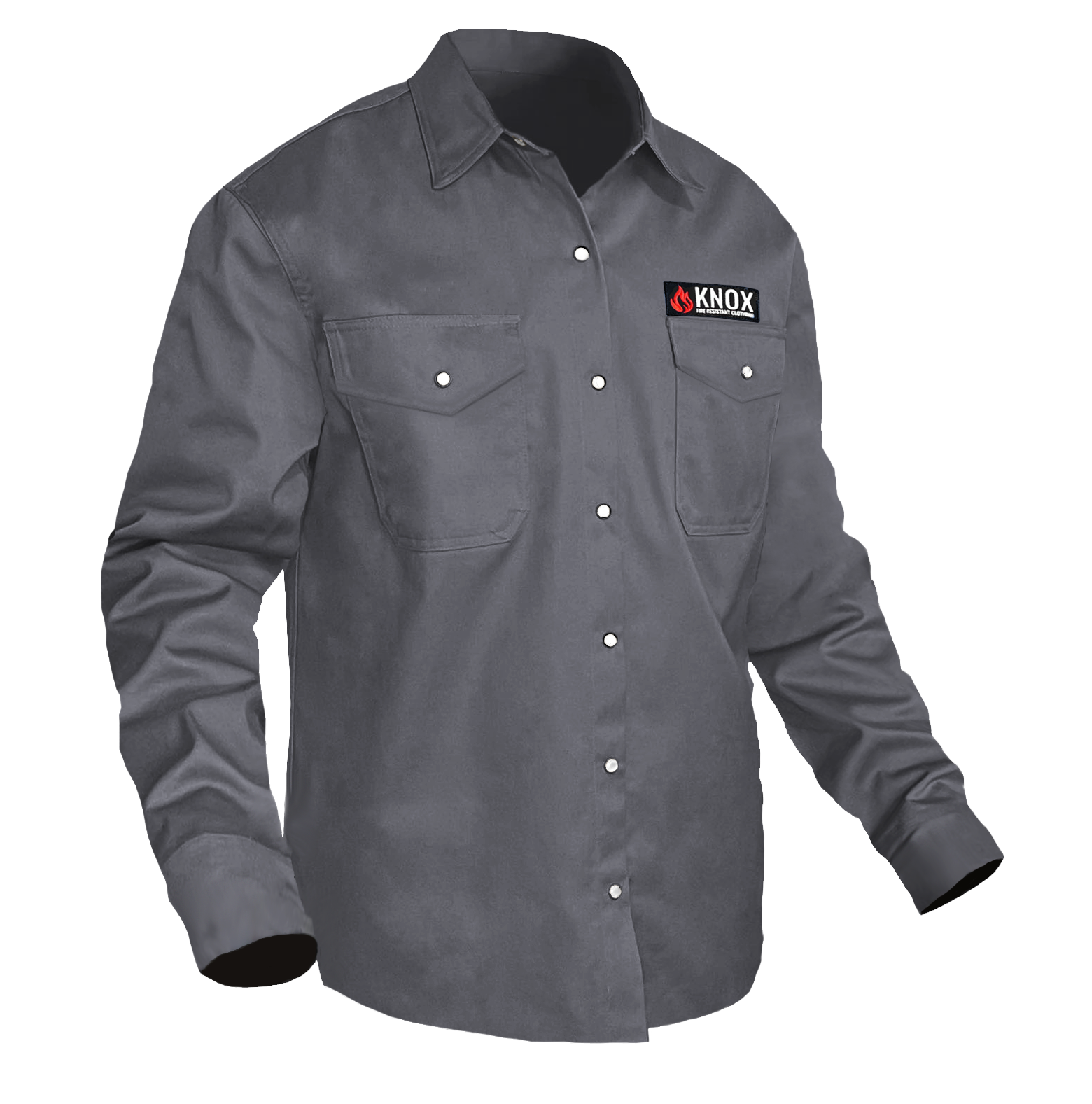 Knox FR Shirt Gray With Pearl Snap Buttons