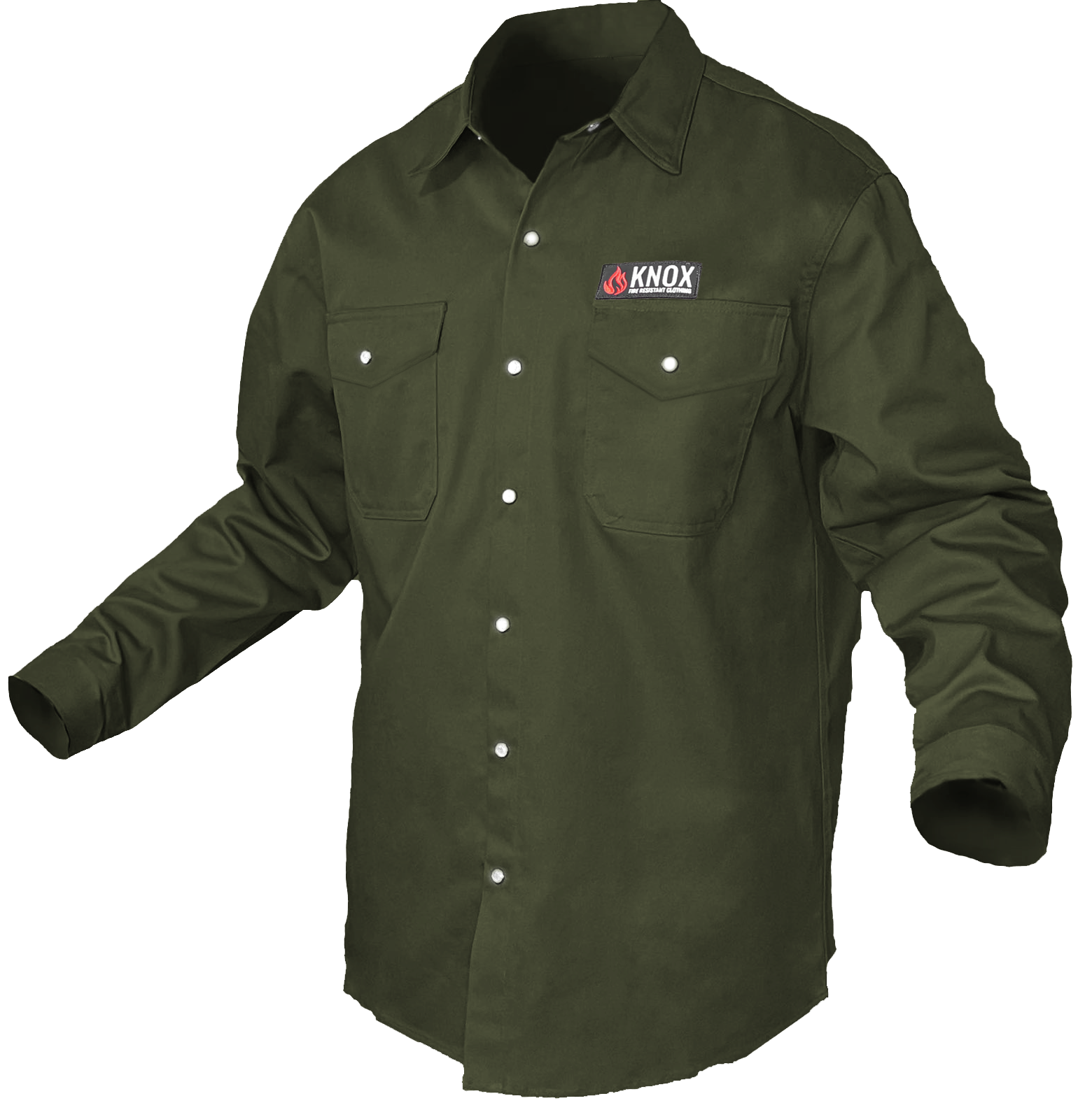 Knox FR Shirt Military Green With Pearl Snap Buttons