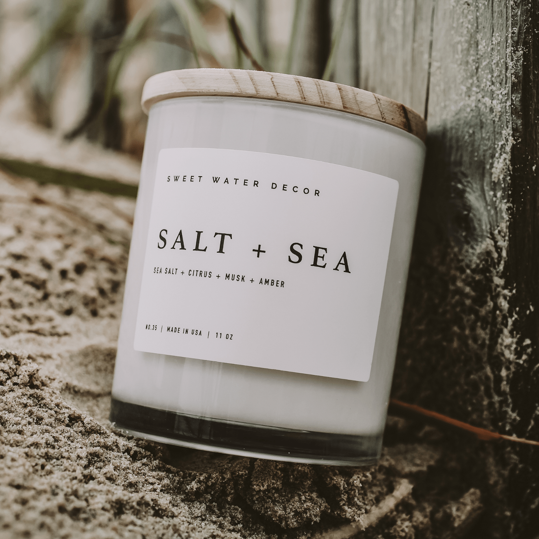 Salt and Sea Soy Candle - White Jar - 11 oz