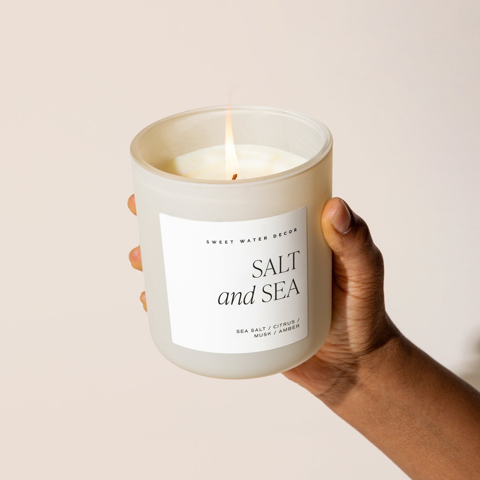 Salt and Sea Soy Candle - Tan Matte Jar - 15 oz