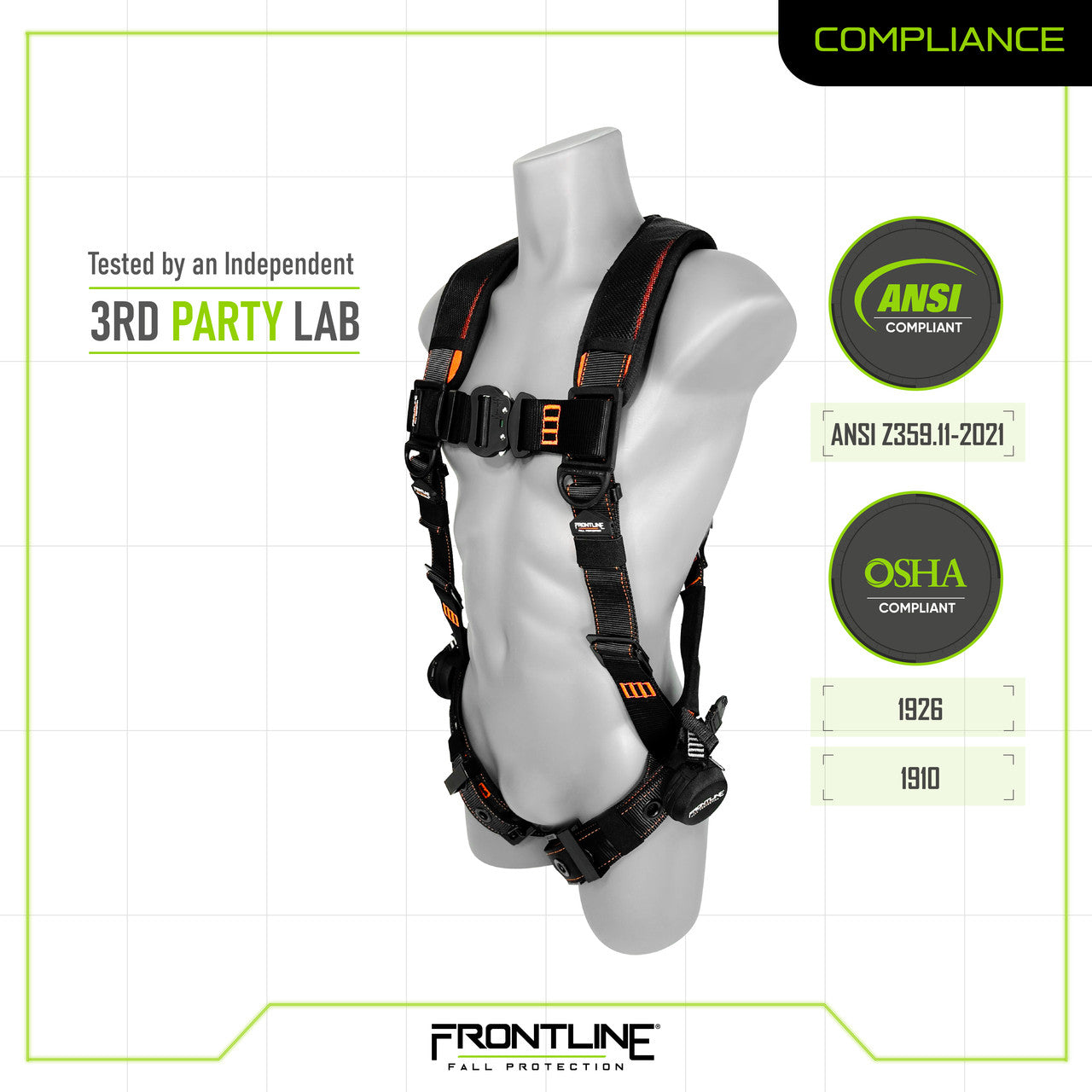 Frontline 110VTB Combat Lite Vest Style Harness with Aluminum Hardware and Suspension Trauma Straps XL/2X