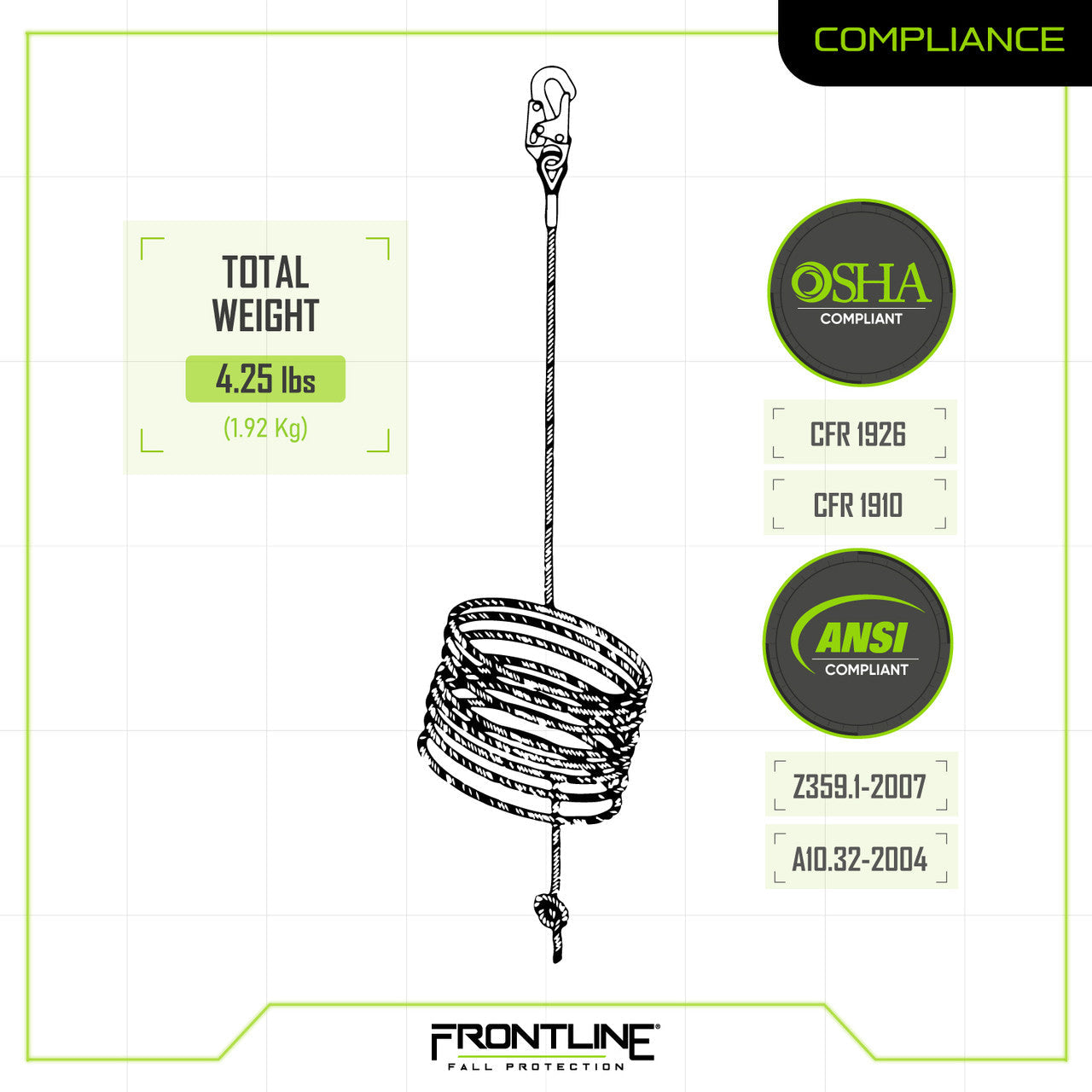 Frontline VLP25 Premium Vertical Lifeline 25'