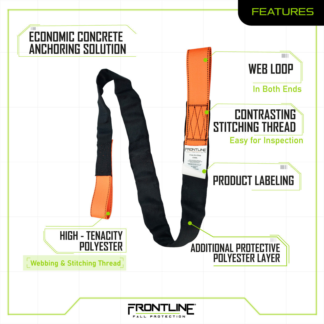 Frontline COSL Concrete Embed Anchor Strap with Looped Ends 4'