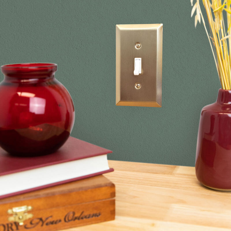 Century Brushed Bronze Steel - 1 Toggle / 1 Duplex Wallplate