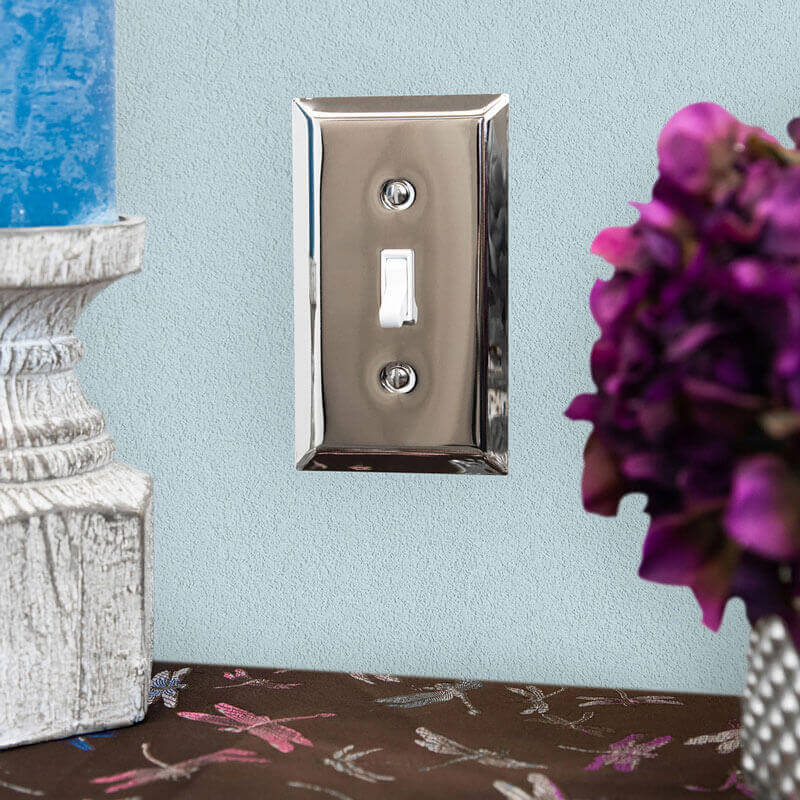 Century Polished Nickel Steel - 1 Rocker / 1 Duplex Wallplate