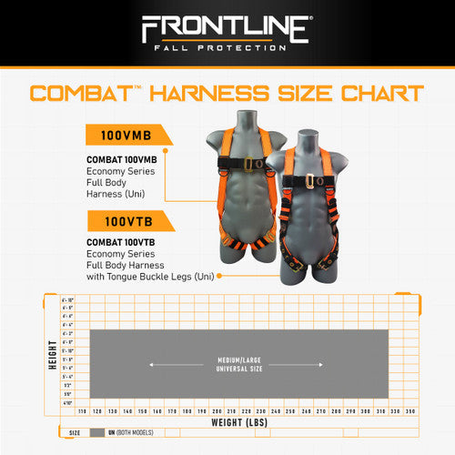 Arnés de cuerpo completo Frontline 100VTB Combat Economy Series con hebillas de lengüeta para piernas (universal)