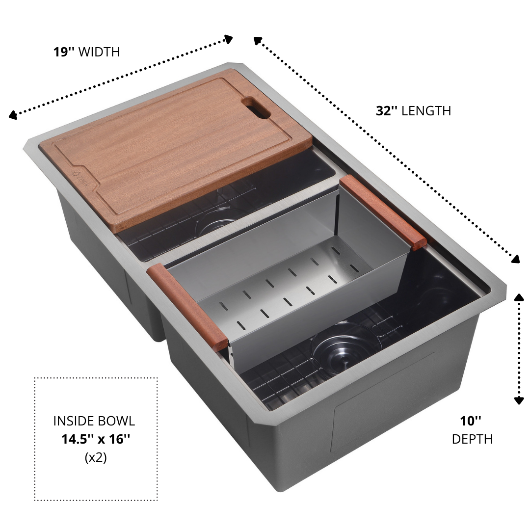 Fregadero de cocina Zeek Workstation de 32