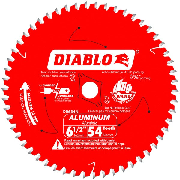 Diablo D0654NA 6-1/2 in. x 54 Tooth Medium Aluminum Cutting Saw Blade