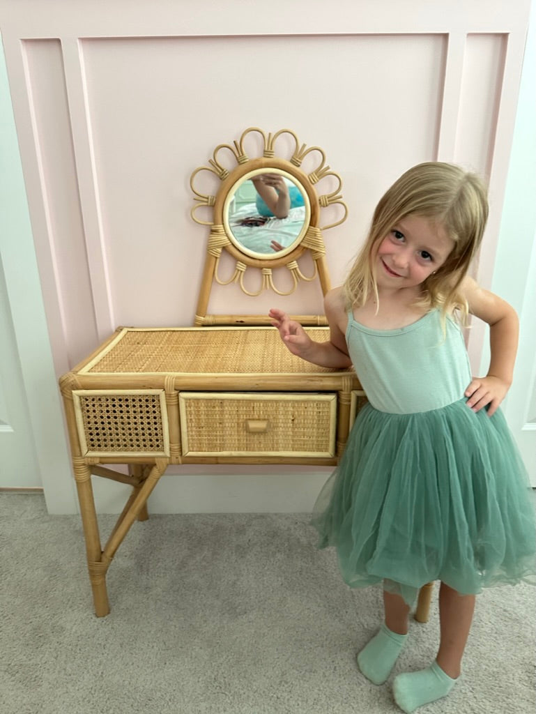 Jessie Kids Rattan Vanity and Chair