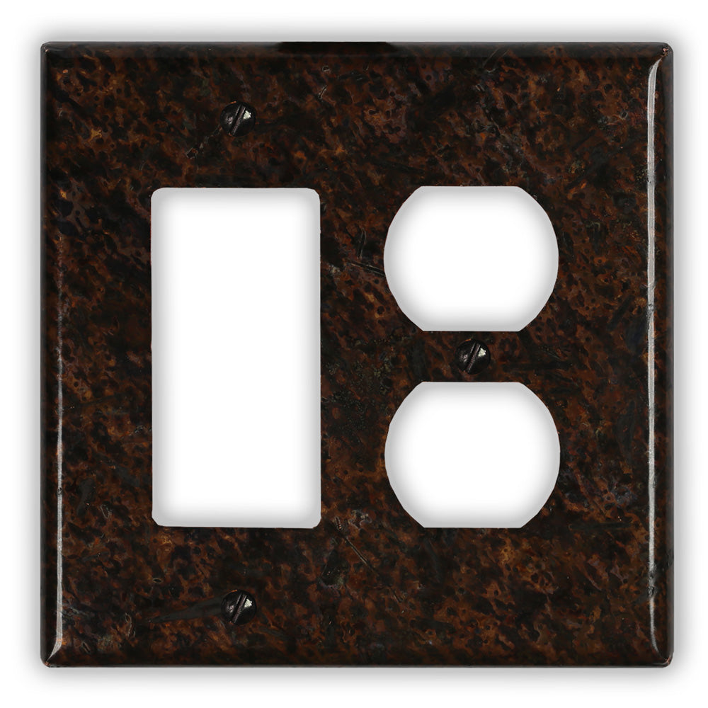 Distressed Dark Copper - 1 Rocker / 1 Duplex Wallplate