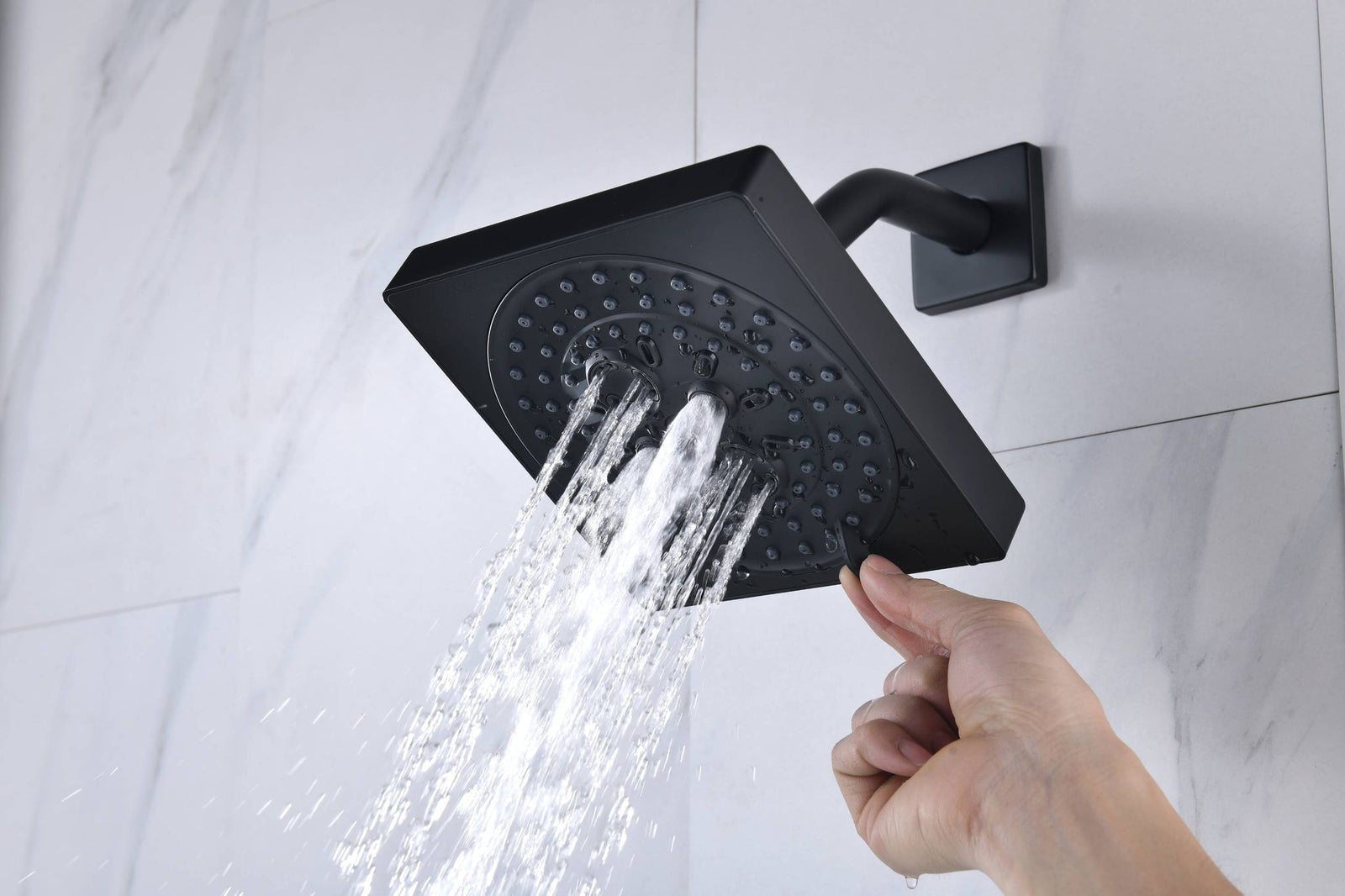 12-inch or 16-inch Wall Mount Matte Black Rain Shower Head with Thermostatic Faucet and Tub Spout - Immerse in a Blissful Shower Experience