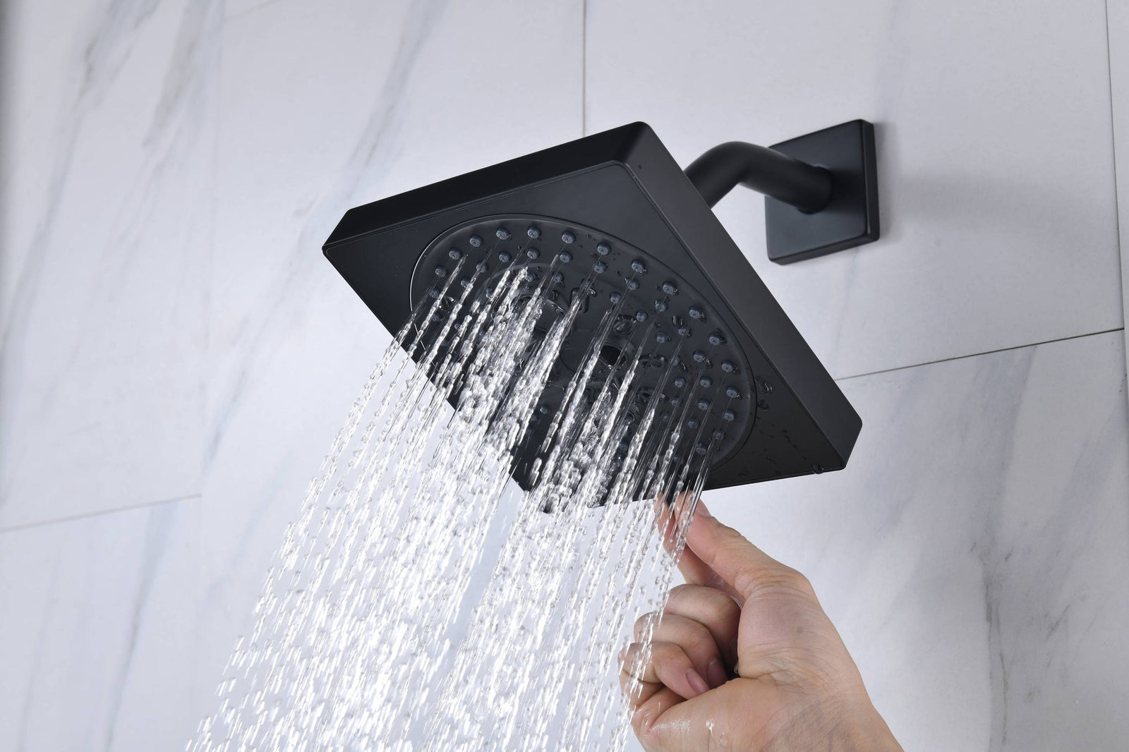 12-inch or 16-inch Wall Mount Matte Black Rain Shower Head with Thermostatic Faucet and Tub Spout - Immerse in a Blissful Shower Experience