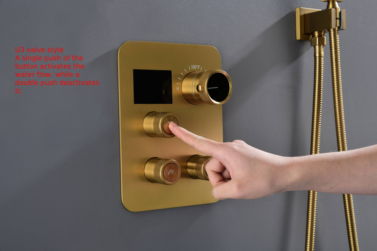 12-inch Or 16-inch Or 6'' Wall-Mount Brushed Gold 3-Way Thermostatic Shower Valve System: Versatile Functionality and Stunning Design