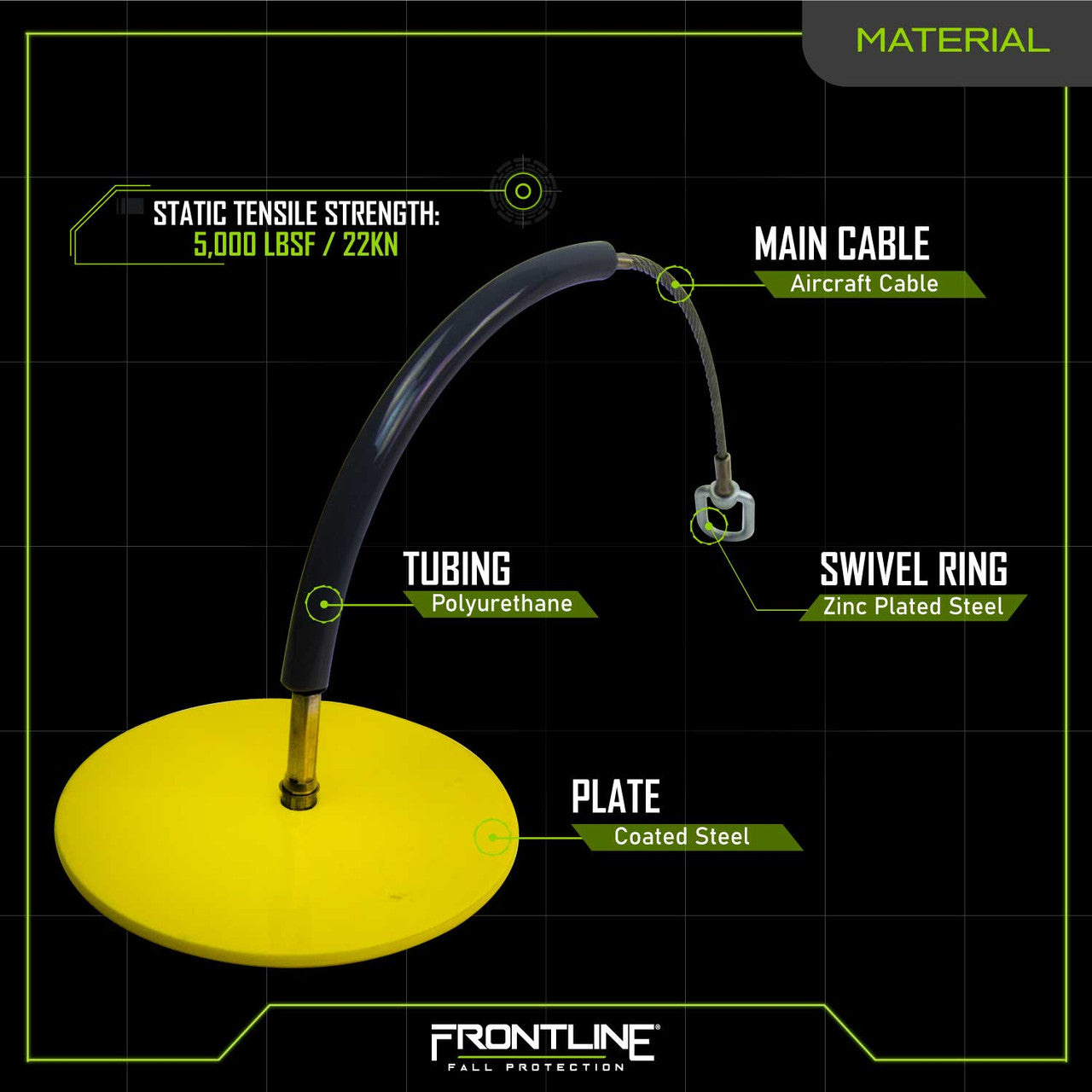 Frontline DT1206 Drop Thru Anchor 12" Round Plate with 6' Cable