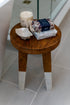 Teak stool with white legs