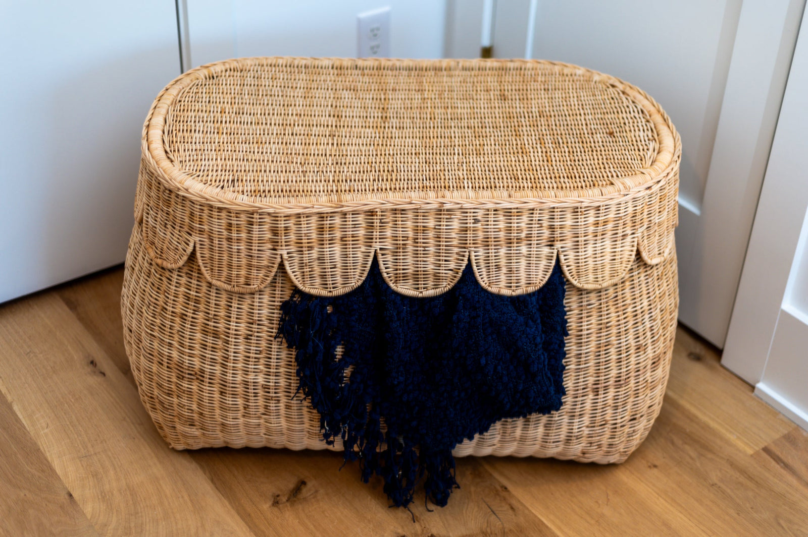 Scalloped Rattan Basket - Large - Pre-Sale