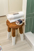 Teak stool with white legs