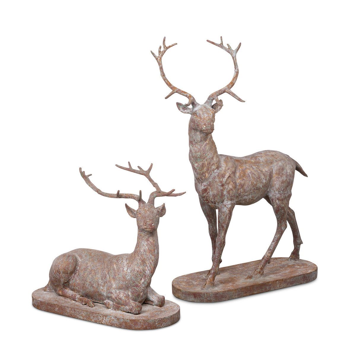 Lovecup Cast Iron Old World Estate Stags Set of 2 L265