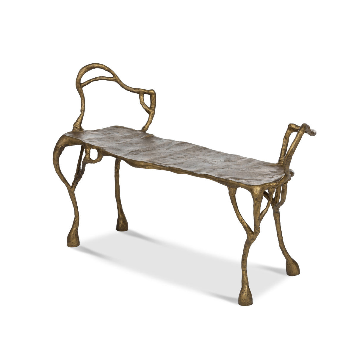 Lovecup Cast Aluminum Organic Root Bench in Antique Gold Finish L548