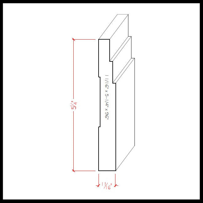 EWBB29 Zócalo contemporáneo escalonado de 5-1/4" de alto x 11/16" sin terminar 