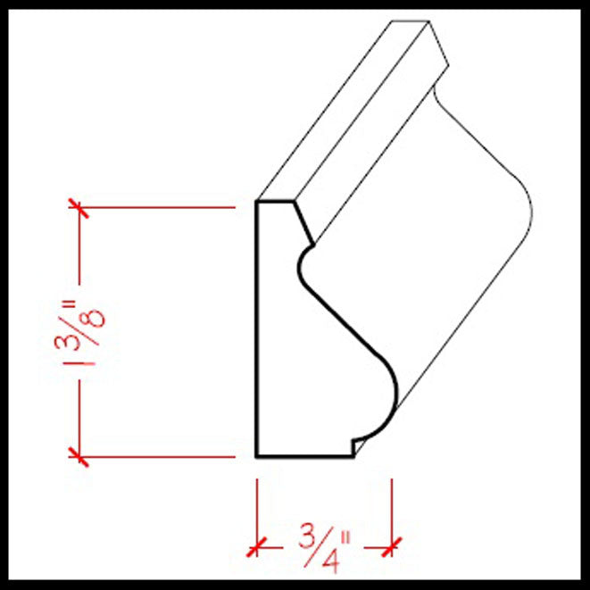 Moldura de base estilo colonial EWBC14 de 1-3/8" de alto x 3/4". Sin terminar 