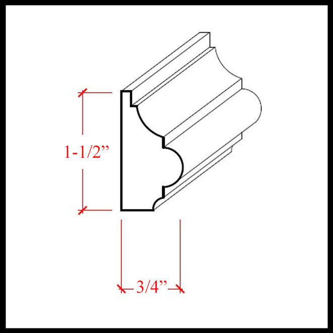 Moldura de base estilo colonial EWBC29 de 1-1/2" de alto x 3/4". Sin terminar