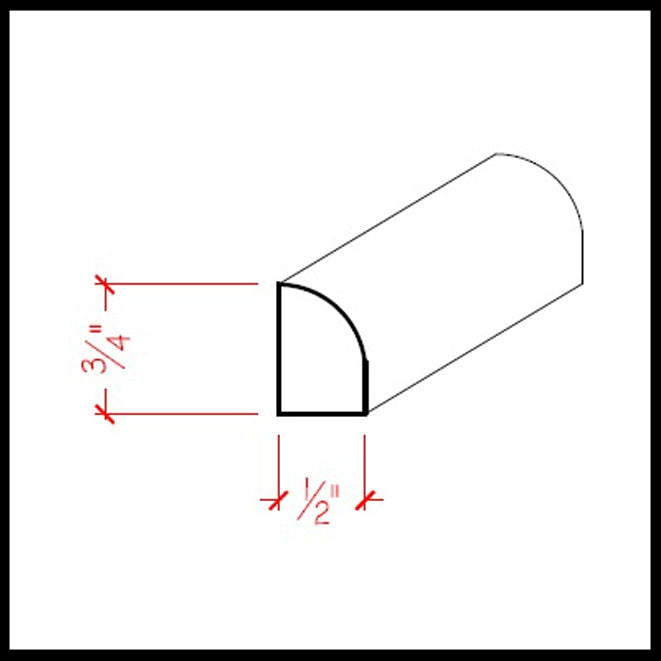 EWBS11 Baseboard Shoe 3/4" Tall x 1/2" Quarter Round. Unfinished