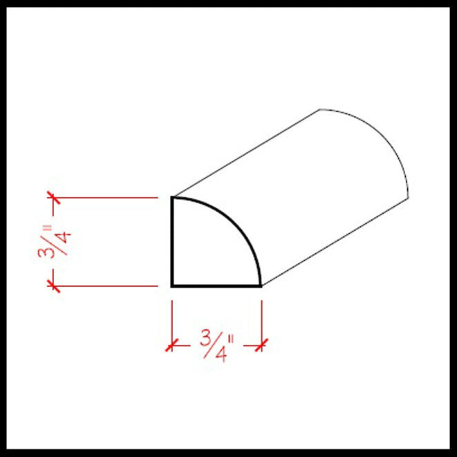 EWBS12 Baseboard Shoe 3/4" x 3/4" Quarter Round. Unfinished