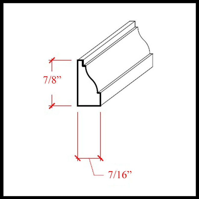 EWBS13 Zócalo de 7/8" de alto x moldura colonial de 7/16". Sin terminar 