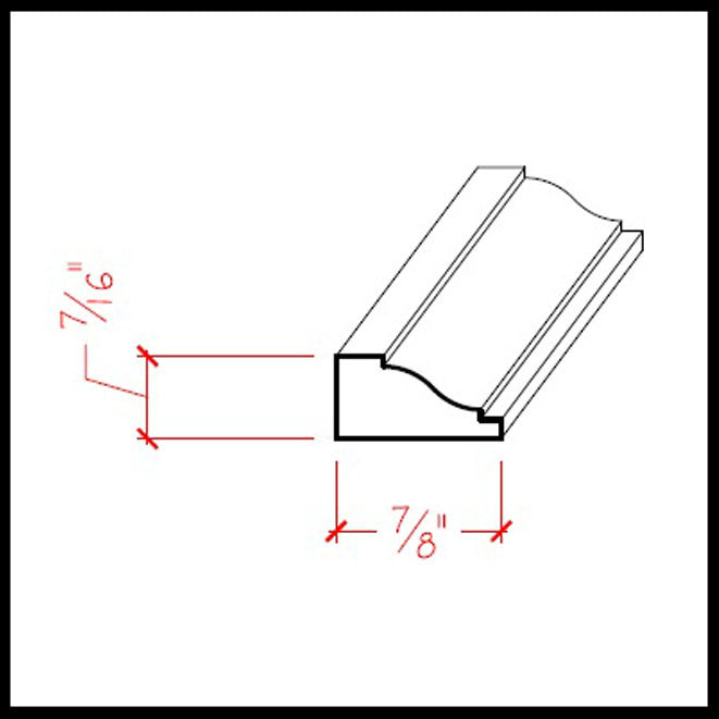 Moldura de panel colonial EWPM11 de 7/8" de ancho x 7/16" de borde. Sin terminar 