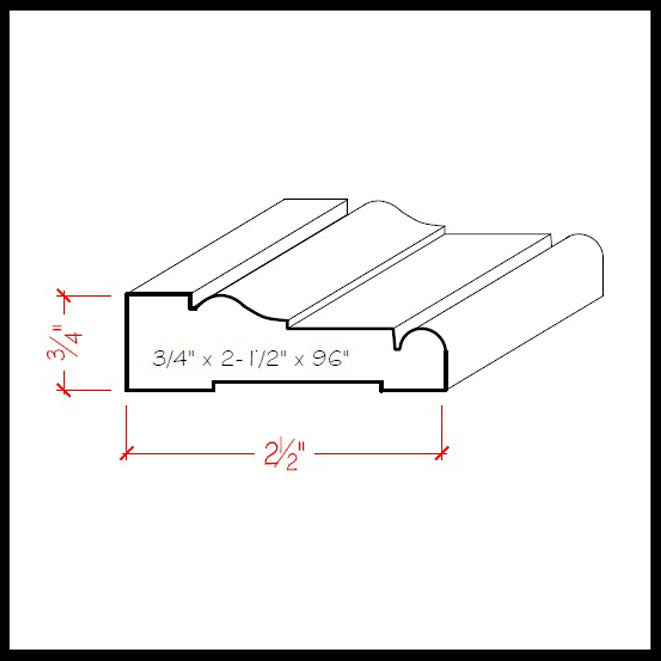 EWCA16 Colonial Casing 2-1/2" wide x 3/4" Trim. Unfinished Moulding