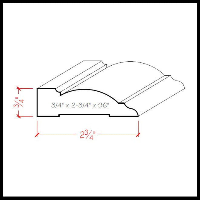 EWCA32 Casing 2-3/4" wide x 3/4" Trim. Unfinished Moulding