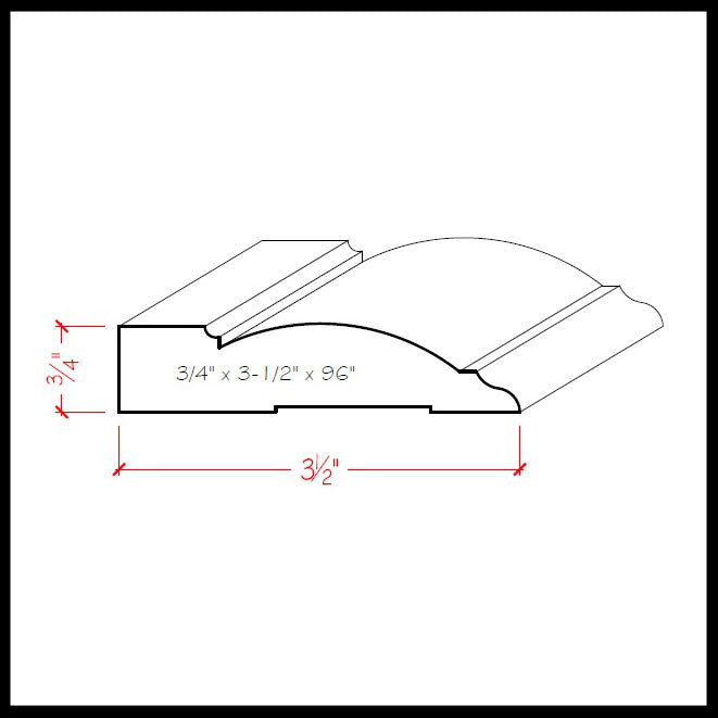 EWCA33 Casing 3-1/2" wide x 3/4" Trim. Unfinished Moulding