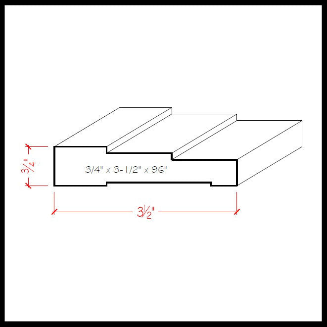 EWCA35 Contemporary 3-1/2" wide x 3/4" Stepped Casing. Unfinished Trim