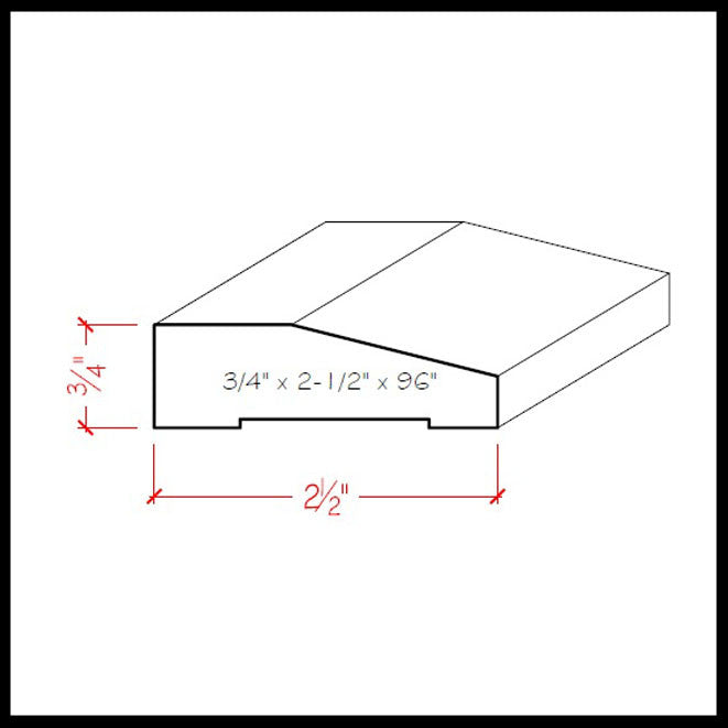 EWCA41 Contemporary 2-1/2" wide x 3/4" Beveled Casing. Unfinished Trim