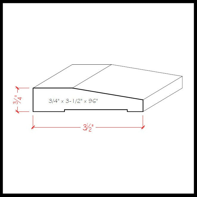 EWCA42 Moldura biselada contemporánea de 3-1/2" de ancho x 3/4". Moldura sin terminar 