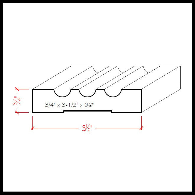 EWCA46 Revestimiento acanalado de 3-1/2" de ancho x 3/4". Moldura sin terminar 