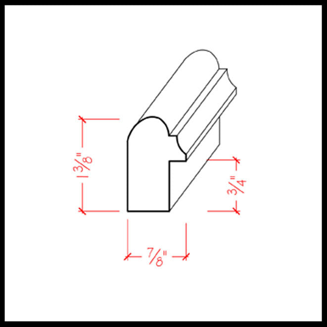 EWCB13 Casing Back Band 1-3/8" Tall x 7/8" Trim Moulding. Unfinished