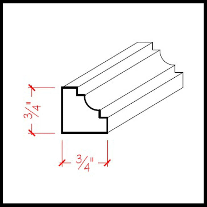 EWCC14 Cove Molding 3/4" x 3/4" Trim. Unfinished
