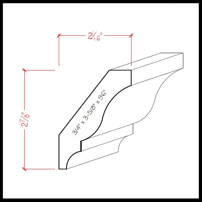 EWCR12 Corona de 3/4" x 3-5/8" sin terminar, 2-7/8" de alto x 2" de profundidad 