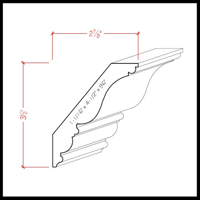 EWCR27 Crown 7/8" x 4-1/2" Unfinished 3-1/2" Rise x 2-7/8" Run