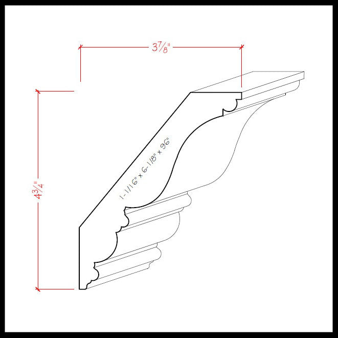 EWCR28 Corona de 1-1/16" x 6-1/8" sin terminar, 4-3/4" de alto x 3-7/8" de profundidad