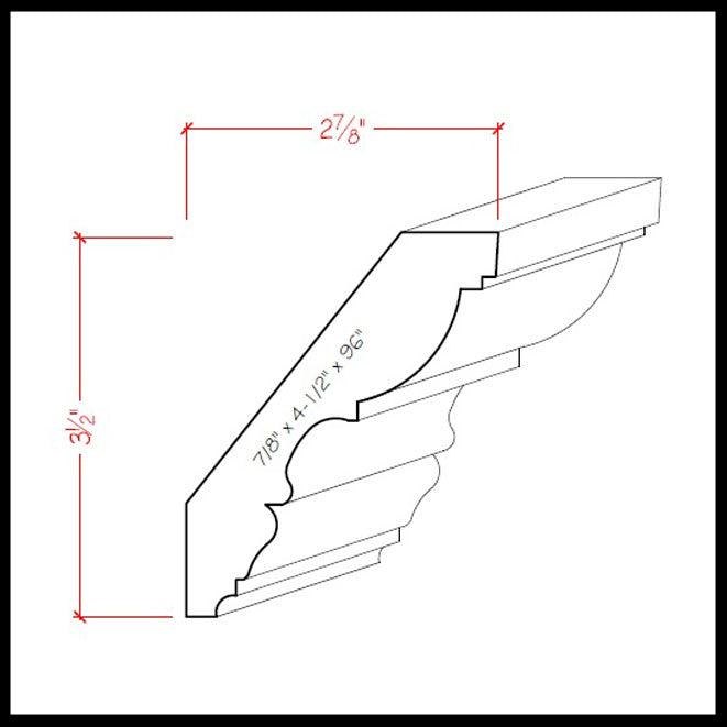 EWCR30 Corona de 7/8" x 4-1/2" sin terminar, 3-1/2" de alto x 2-7/8" de profundidad