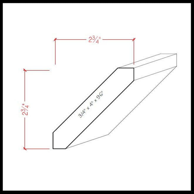 EWCR38 Corona de 3/4" x 4" sin terminar, 2-3/4" de alto x 2-3/4" de profundidad