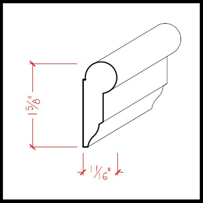 EWPC11 Picture Hanging Rail 1-5/8" Tall x 11/16" Moulding. Unfinished