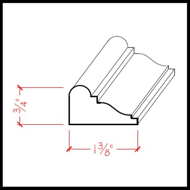 Moldura de panel colonial EWPM14 de 1-3/8" de ancho x 3/4" de borde. Sin terminar 