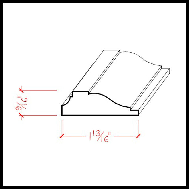 Moldura de panel EWPM16 de 1-13/16" de ancho x 9/16" de borde. Sin terminar 