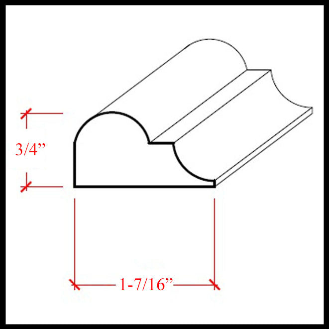 Moldura para panel de cornisa y cornisa EWPM26 de 1-7/16" de ancho x 3/4" de borde. Sin terminar 