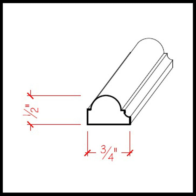 Moldura de panel en miniatura EWPM32 de 3/4" de ancho x 1/2" de borde. Sin terminar